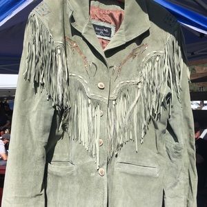Vintage hand painted Patricia Wolf suede jacket